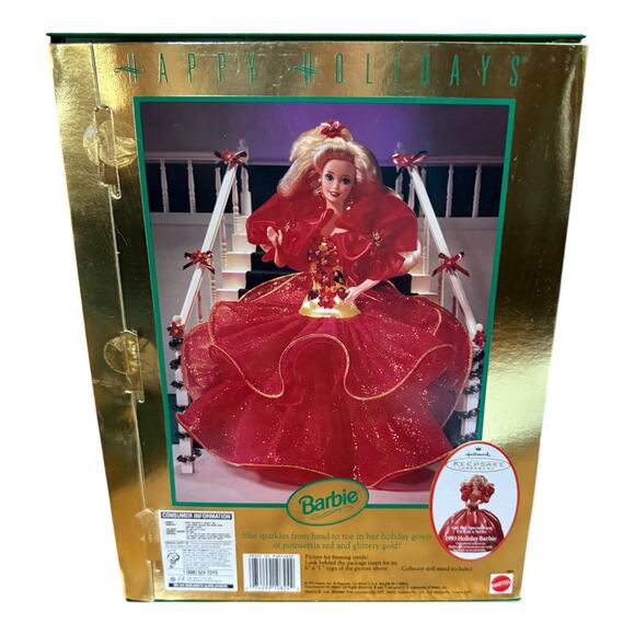 Vintage 1993 Happy Holidays Barbie Christmas Doll Special Edition Mattel #10824 - Picture 4 of 7